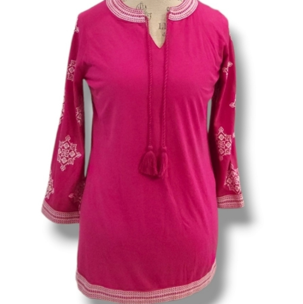 Charter Club Embroidered Tunic Moroccan Pink Island Breeze Tunic Top - Size PS